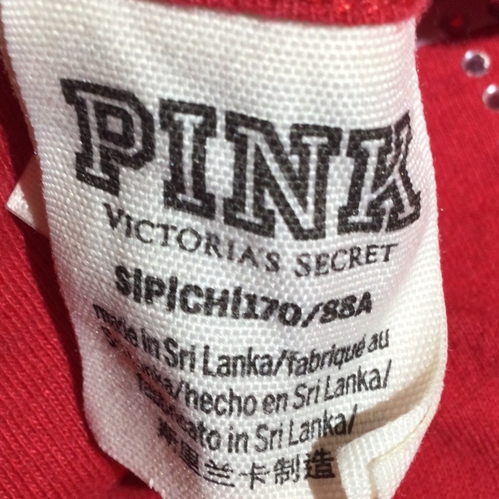Pink Red Long Sleeve Tee  Embellishment Red & White Women's Small - Picture 5 of 7